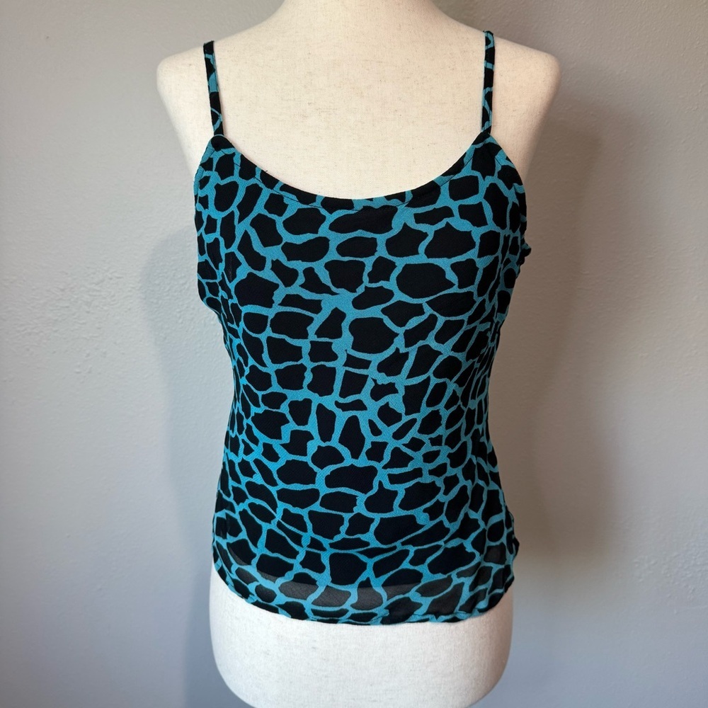 Newport News Teal and Black Animal Print Camisole